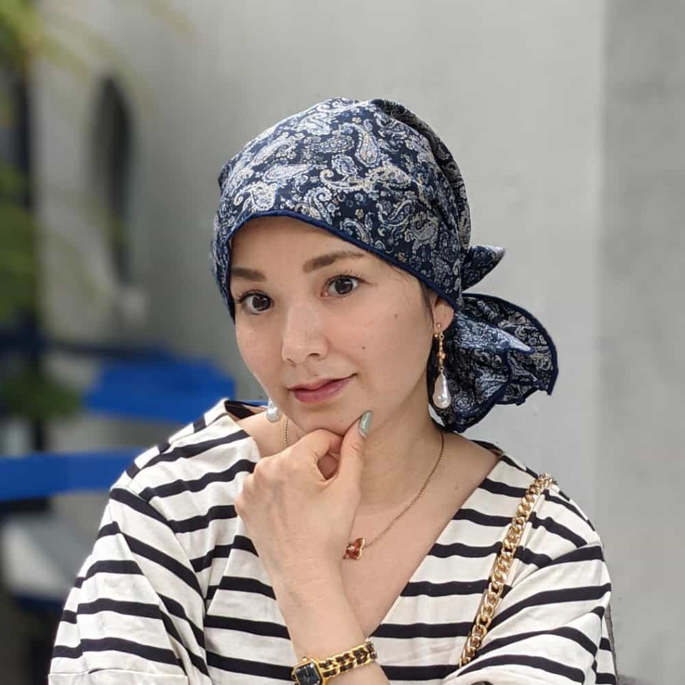 医療用帽子 ケア帽子 バンダナタイプ(フレンチペイズリー柄)