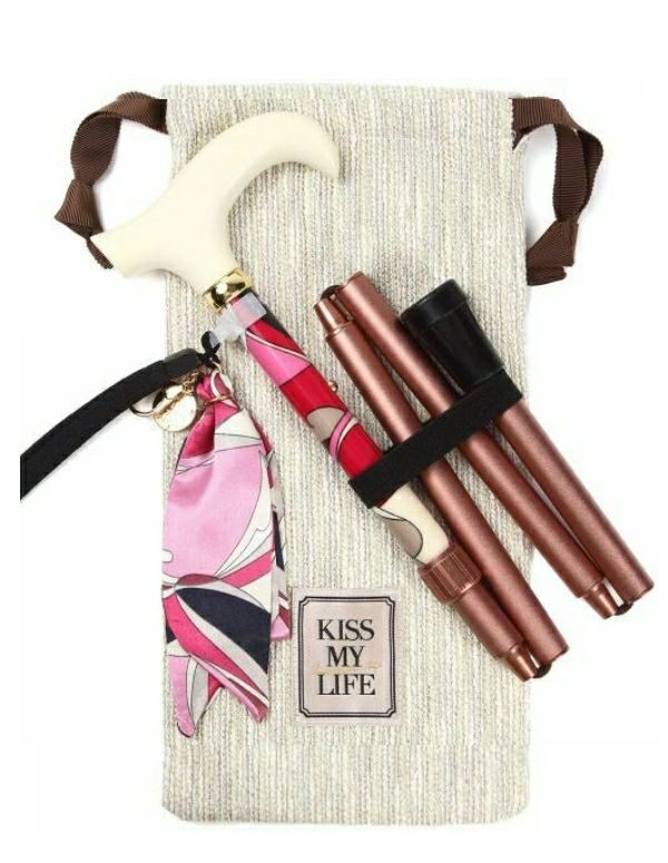 折りたたみ杖 ポーチ付 女性用 Sgマーク取得商品 Bonbon Stick Bon Voyage プッチ柄 Kiss My Life