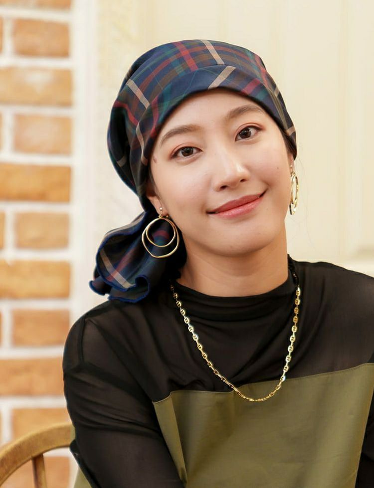 医療用帽子(ケア帽子) -Karina- バンダナタイプ/チェック柄