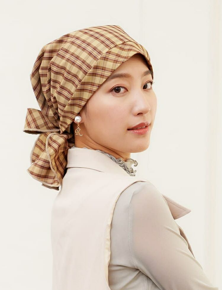 医療用帽子(ケア帽子) -Karina- バンダナタイプ/チェック柄