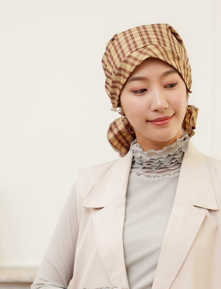 医療用帽子(ケア帽子) -Karina- バンダナタイプ/チェック柄