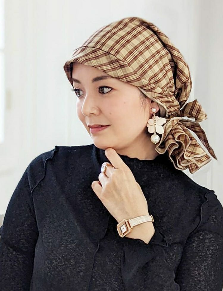 医療用帽子(ケア帽子) -Karina- バンダナタイプ/チェック柄