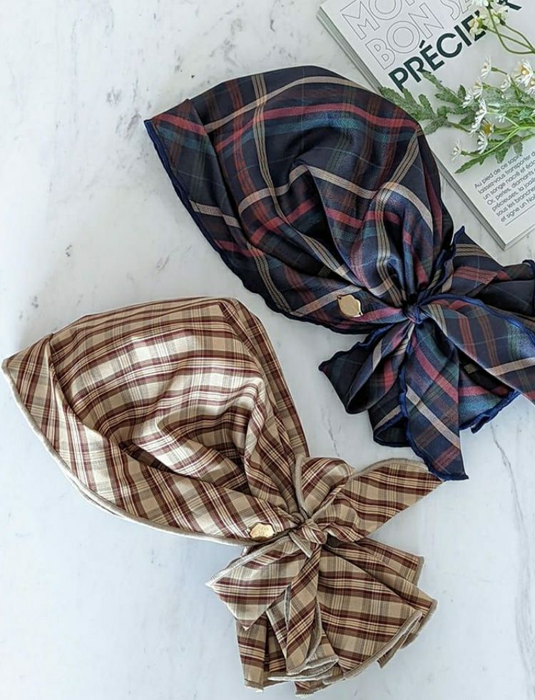 医療用帽子(ケア帽子) -Karina- バンダナタイプ/チェック柄