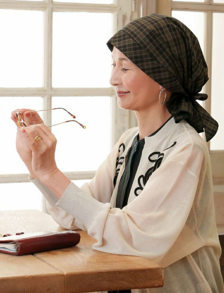 医療用帽子(ケア帽子) -Karina- バンダナタイプ/チェック柄