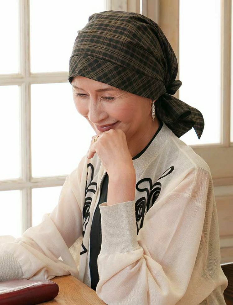 医療用帽子(ケア帽子) -Karina- バンダナタイプ/チェック柄