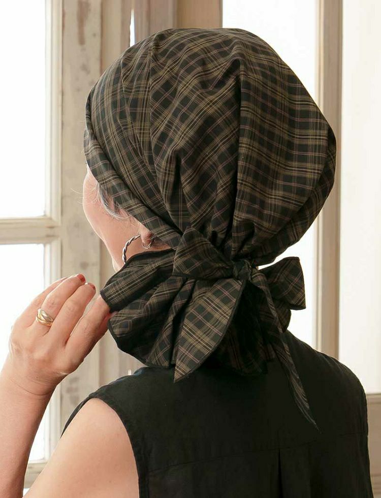 医療用帽子(ケア帽子) -Karina- バンダナタイプ/チェック柄