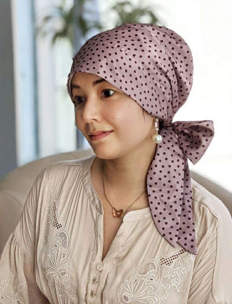 50%OFF】医療用帽子(ケア帽子) -Audrey- スカーフタイプ/Chocolat Dot