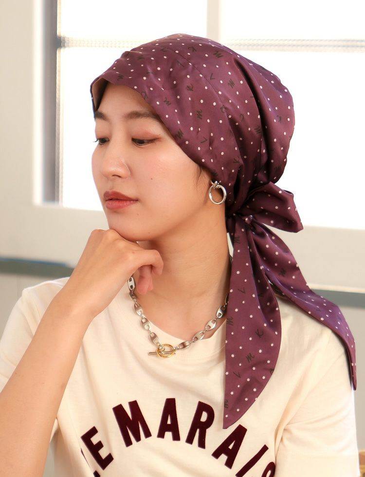 医療用帽子(ケア帽子) -Audrey- スカーフタイプ/ロゴドット