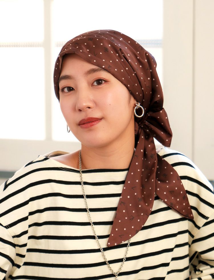 医療用帽子(ケア帽子) -Audrey- スカーフタイプ/ロゴドット