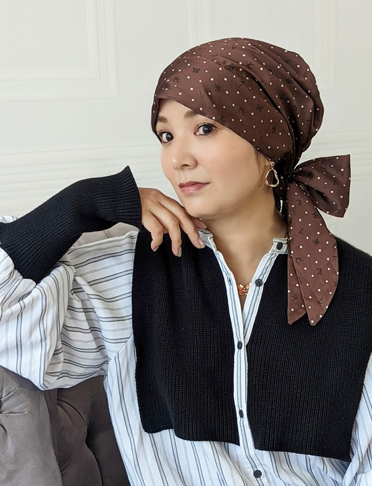 医療用帽子(ケア帽子) -Audrey- スカーフタイプ/ロゴドット