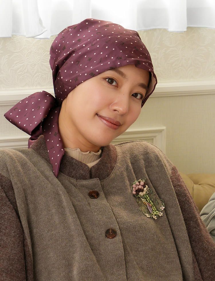 医療用帽子(ケア帽子) -Audrey- スカーフタイプ/ロゴドット