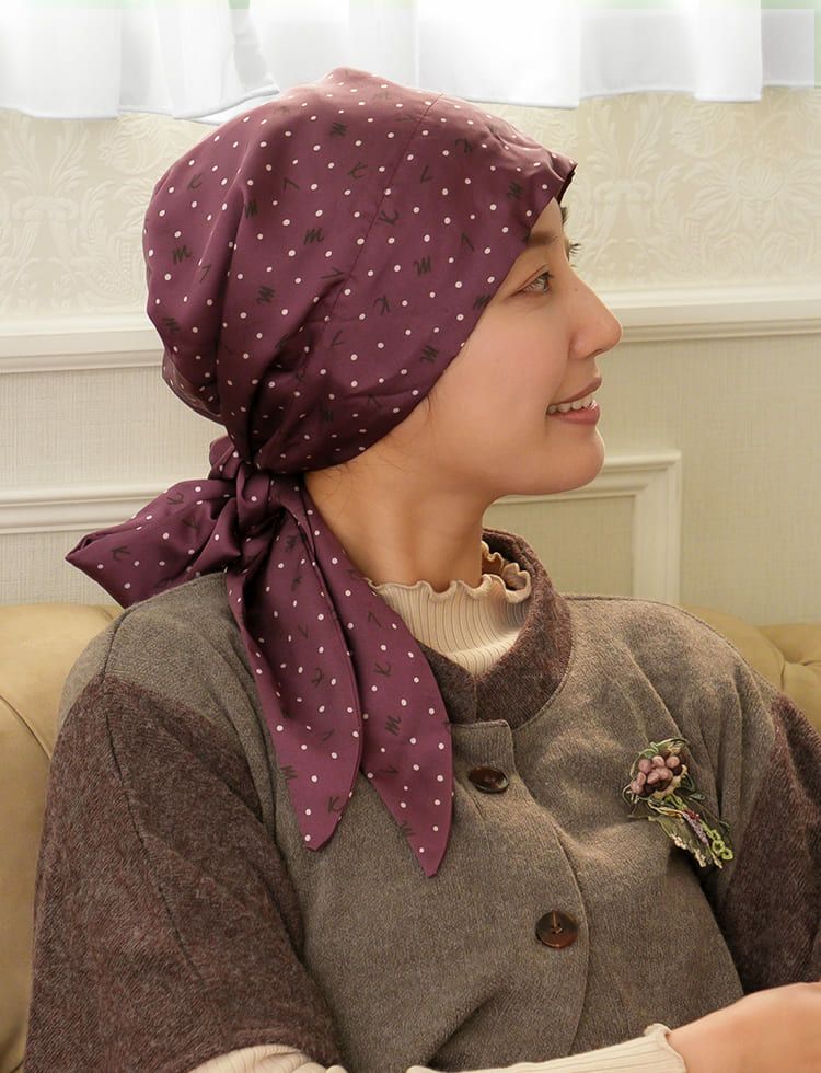 医療用帽子(ケア帽子) -Audrey- スカーフタイプ/ロゴドット