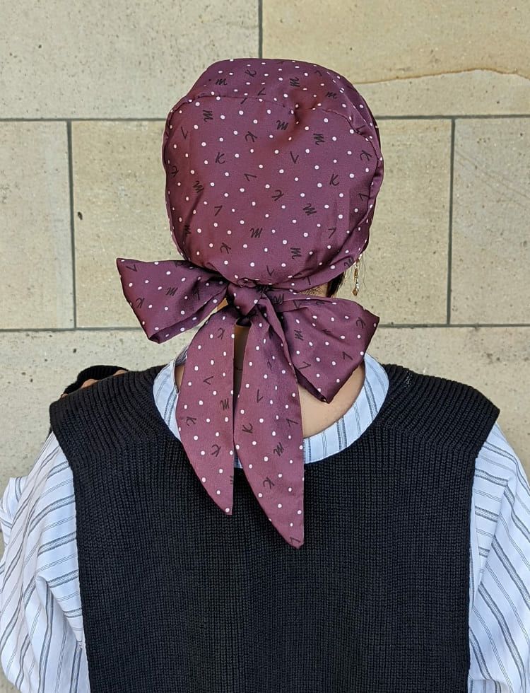 医療用帽子(ケア帽子) -Audrey- スカーフタイプ/ロゴドット
