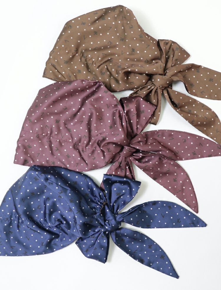 医療用帽子(ケア帽子) -Audrey- スカーフタイプ/ロゴドット