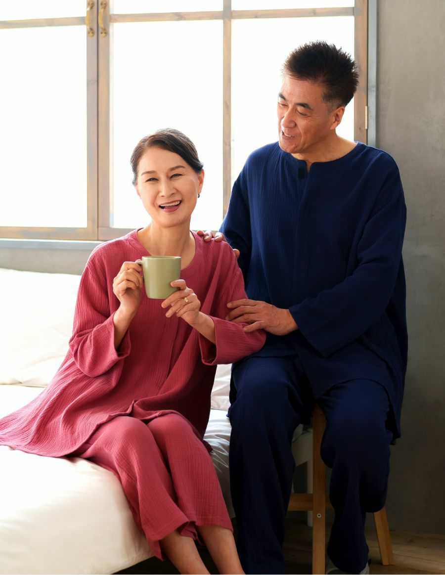 Wガーゼ 夫婦ペア 前開きパジャマ