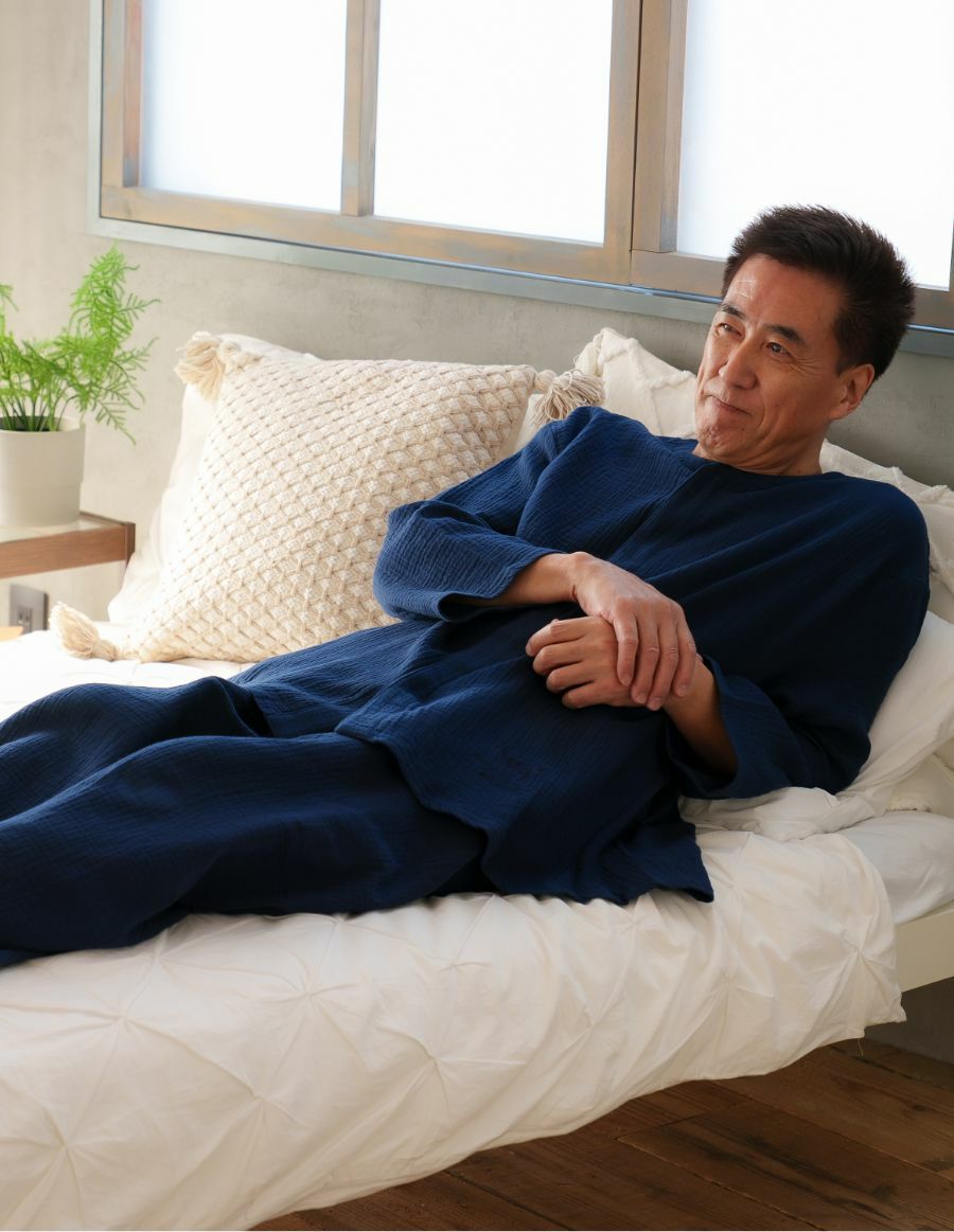 Wガーゼ 夫婦ペア 前開きパジャマ