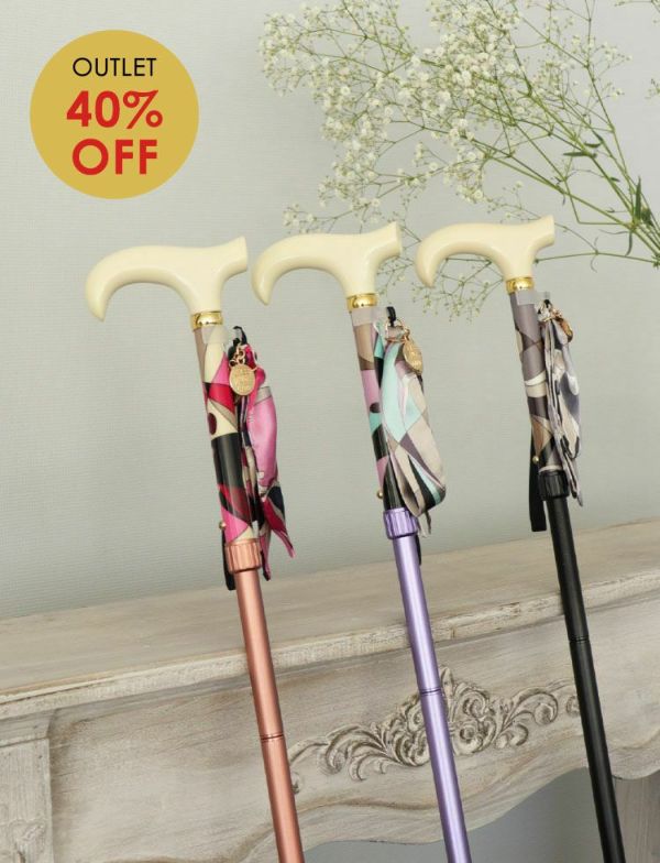 アウトレット品]折りたたみ杖（ポーチ付）女性用 -SGマーク取得商品 