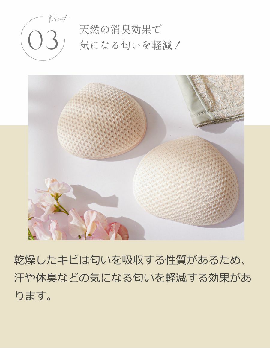 乳がんブラ　後ろホック調整 アンティークレース＆草の種パッドセット