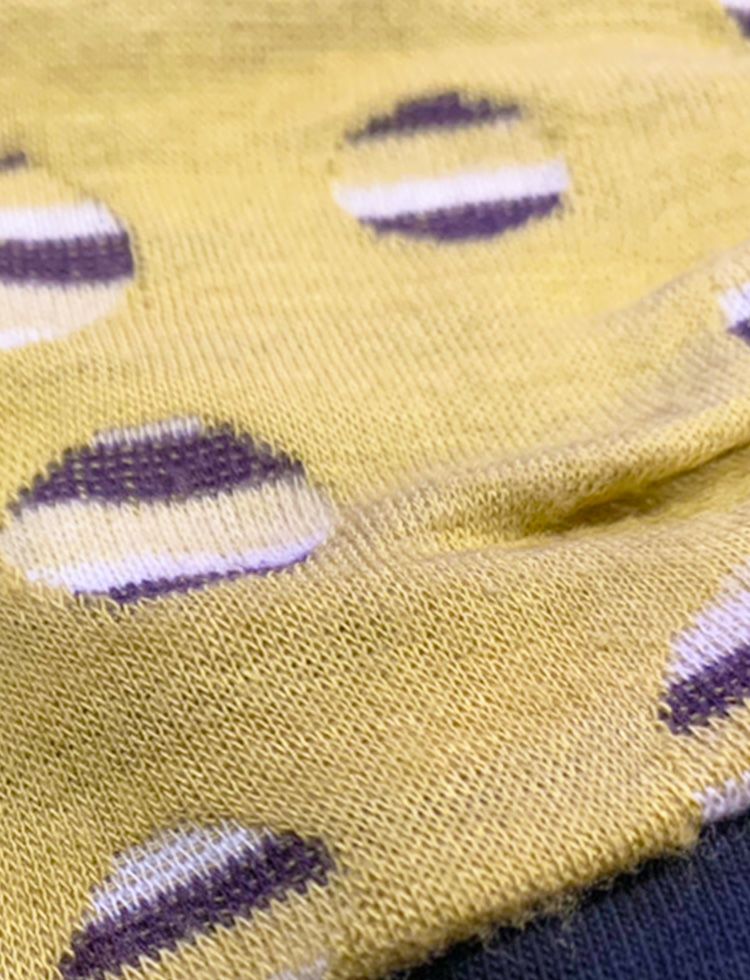 医療用帽子(ケア帽子) -Jean- ニットタイプ /バックル付き レトロドット柄