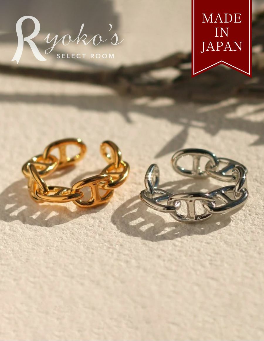 日本製 イヤーカフ 大ぶり メタル マリンチェーン マリーナチェーン アンカー レディース ジュエリー