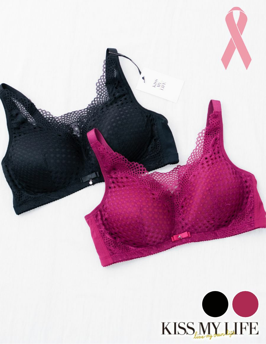 乳がんブラ　後ろホック調整 メッシュレース （パッド対応）