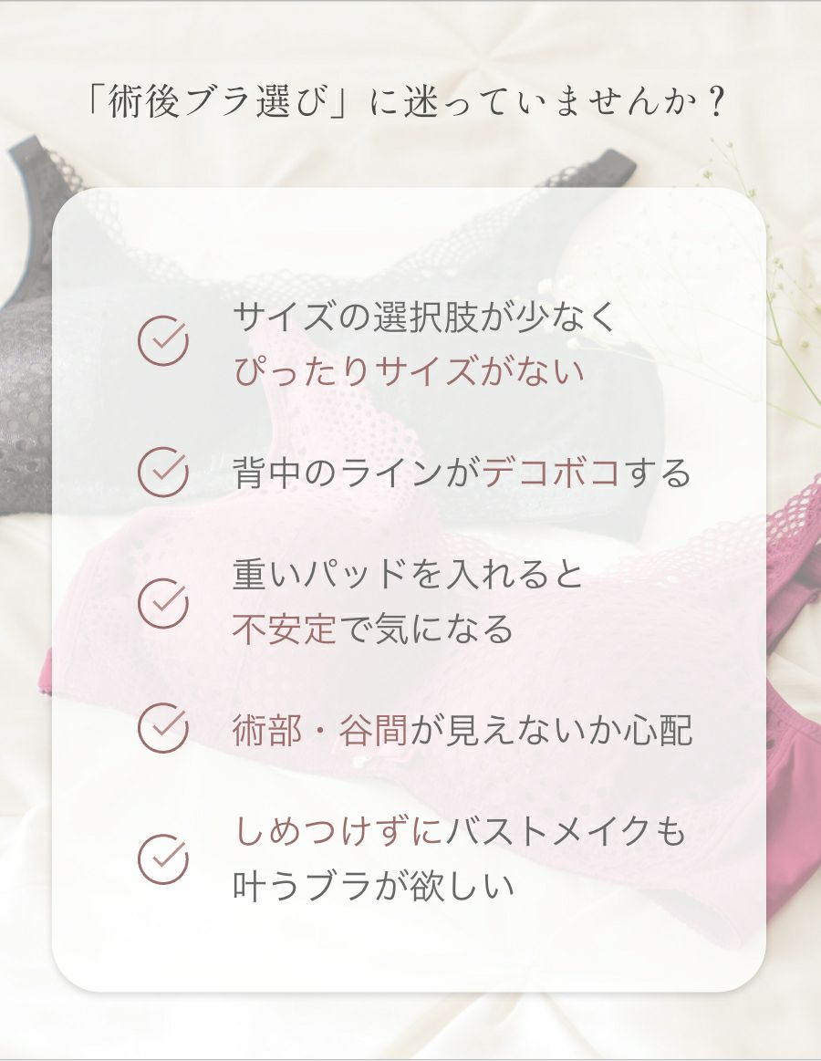 乳がんブラ　後ろホック調整 メッシュレース （パッド対応）