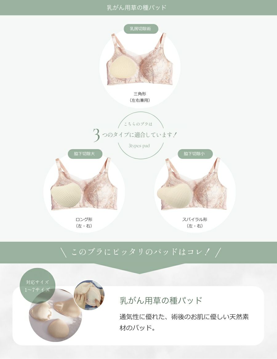 乳がんブラ　後ろホック調整 ラグジュアリーレース（パッド対応）