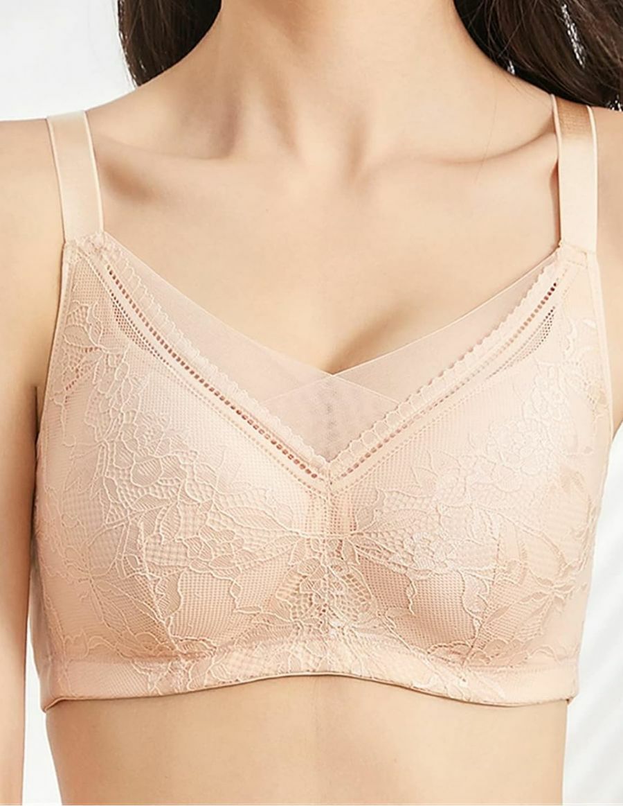 乳がんブラ　後ろホック調整 ラグジュアリーレース（パッド対応）　ベージュ