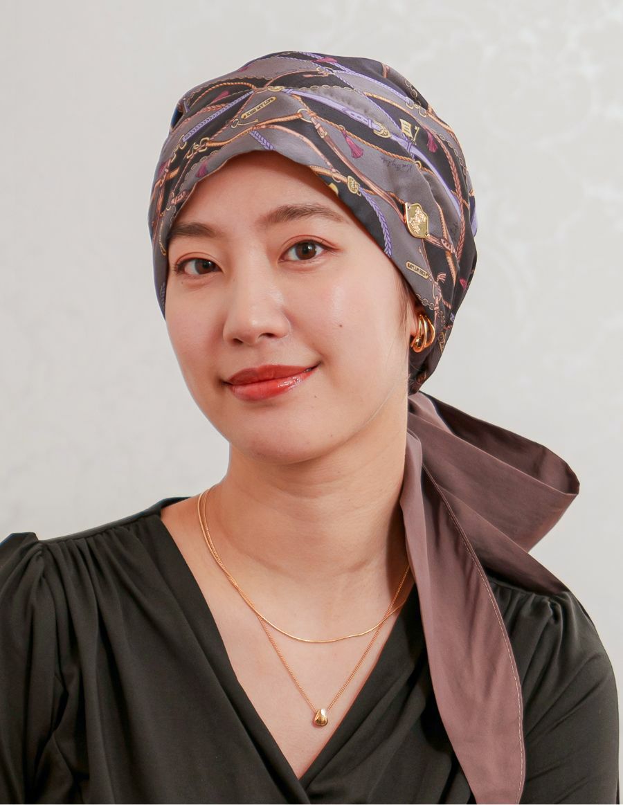 医療用帽子(ケア帽子) -Audrey- スカーフタイプ/Le charme（ル・シャルム）グレー