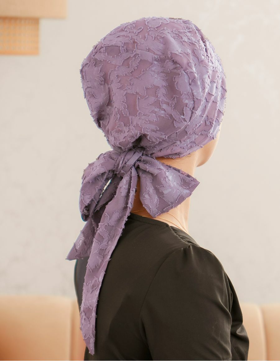 医療用帽子(ケア帽子) -Audrey- スカーフタイプ/花柄 カットジャガード