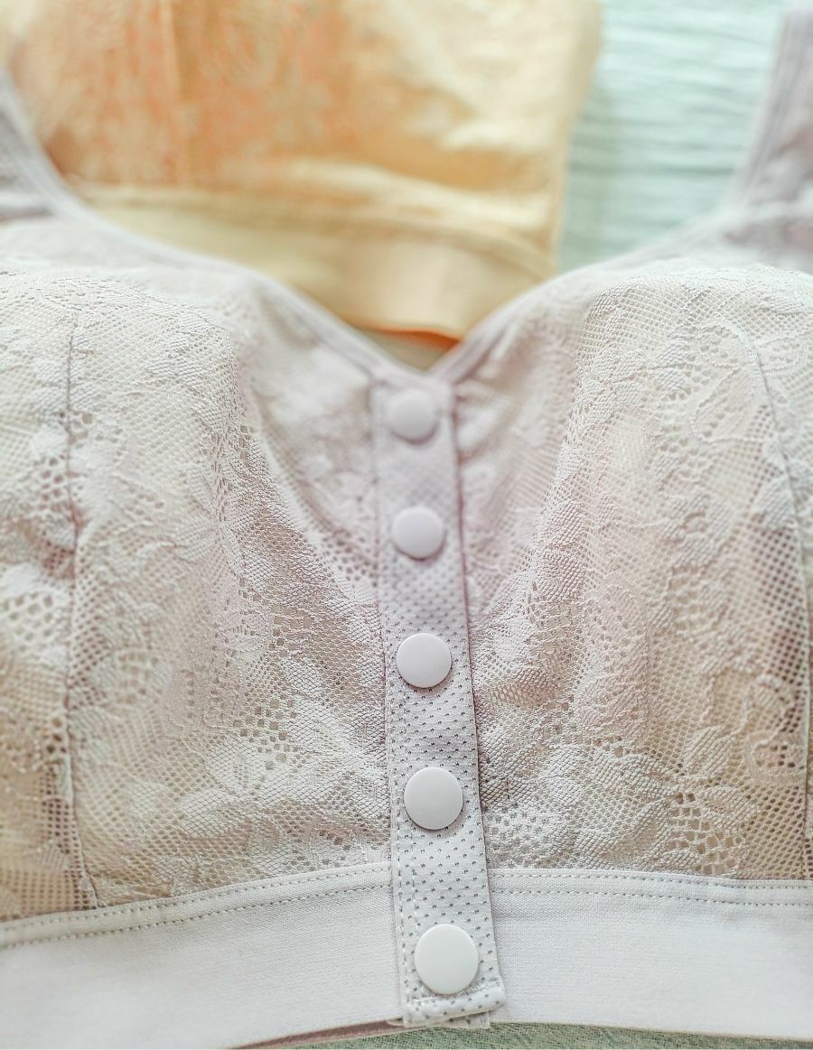 乳がんソフトブラ 前開きボタン ナチュラルフラワー（パッド対応）