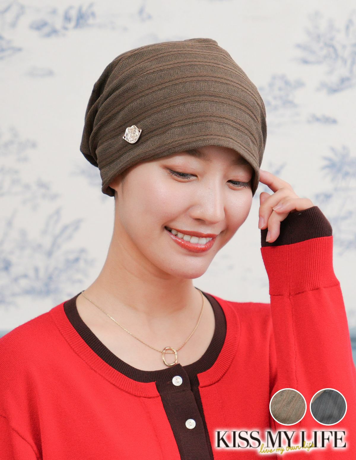 医療用帽子(ケア帽子) -Jean- アンティーク　ストライプ