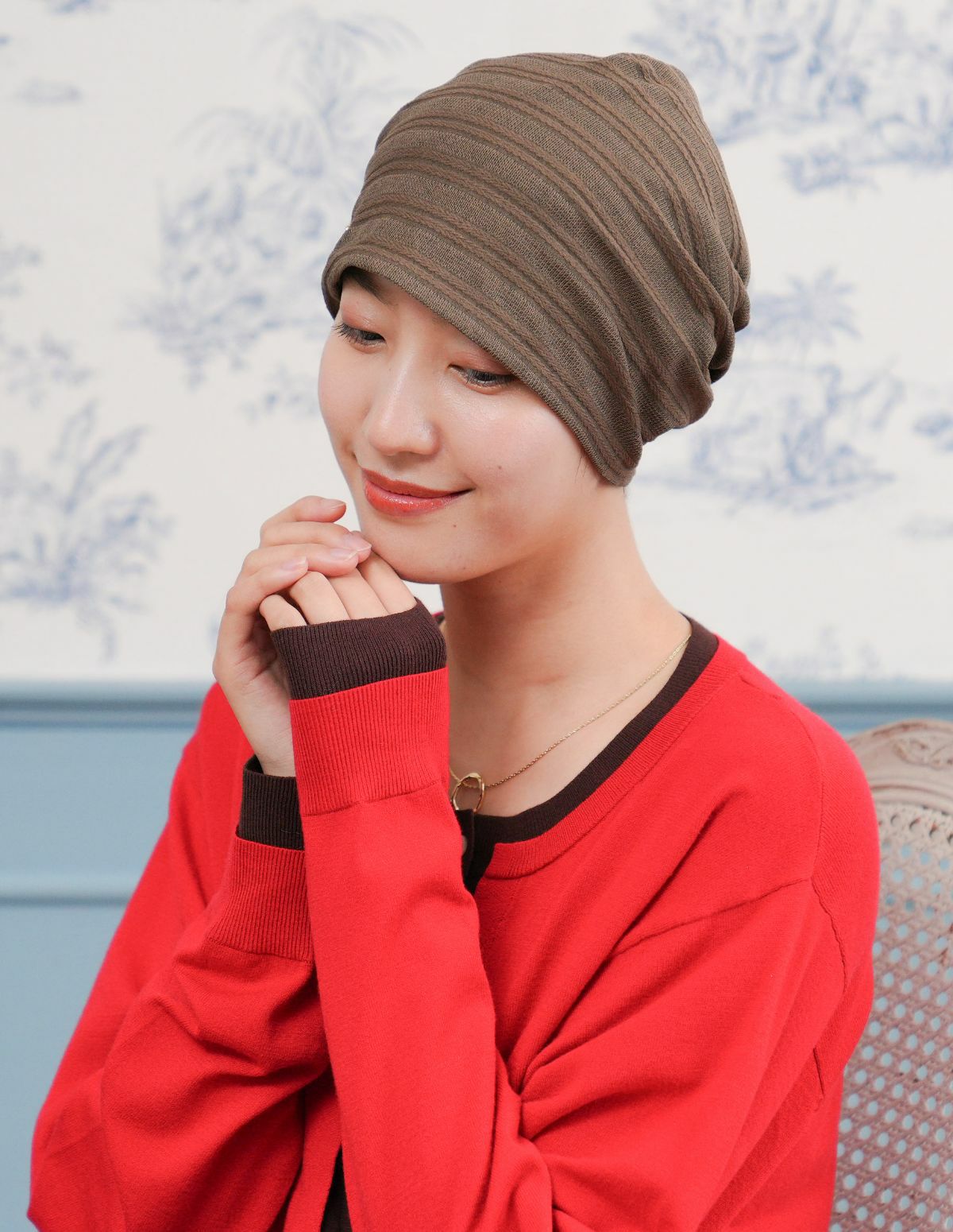 医療用帽子(ケア帽子) -Jean- アンティーク　ストライプ