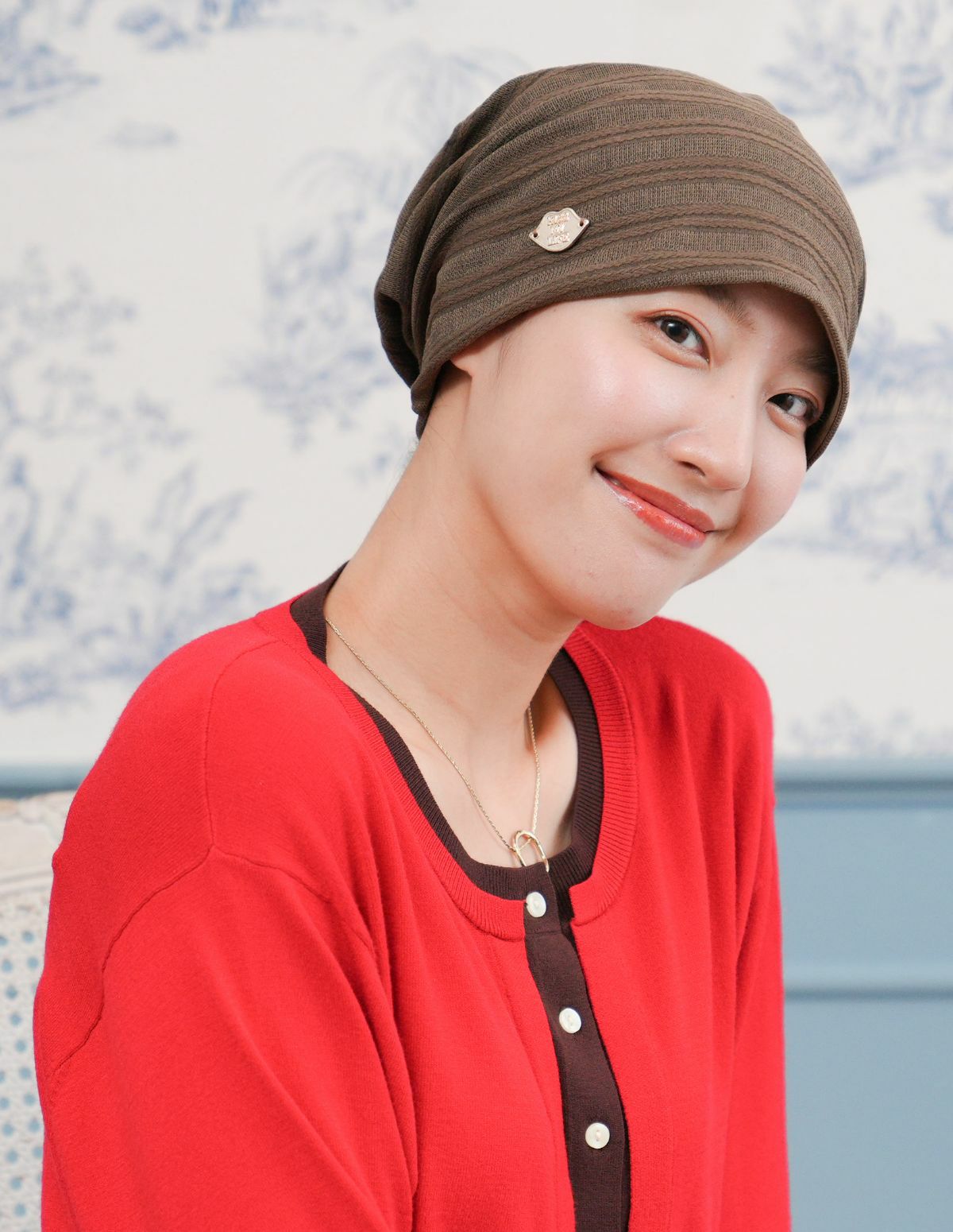 医療用帽子(ケア帽子) -Jean- アンティーク　ストライプ