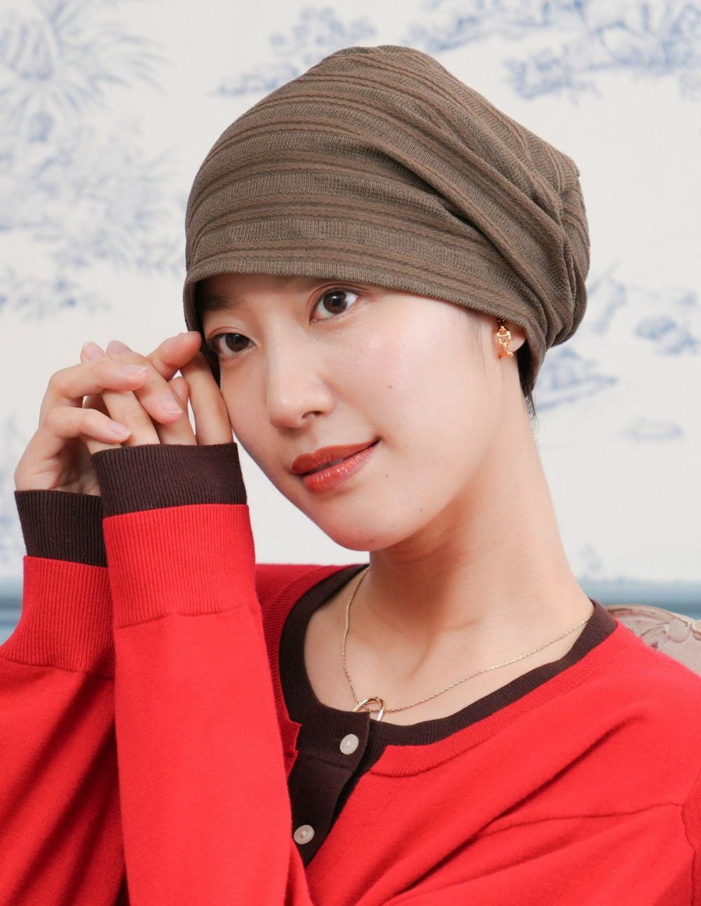 医療用帽子(ケア帽子) -Jean- アンティーク　ストライプ