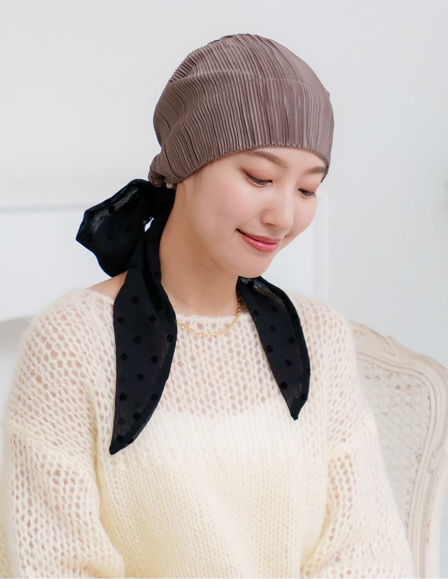 医療用帽子(ケア帽子) -Audrey LUXE- スカーフタイプ/Drape Dot