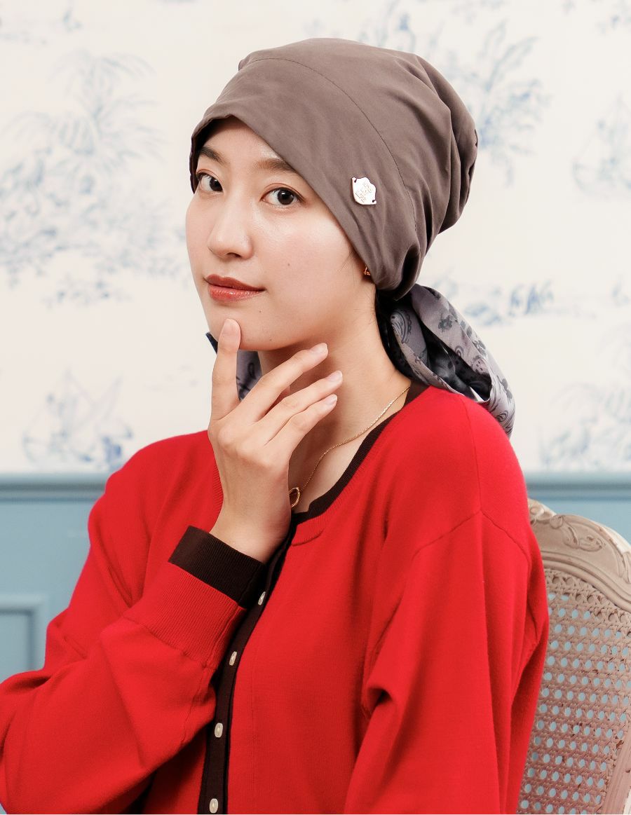 医療用帽子(ケア帽子) -Audrey LUXE- スカーフタイプ/Paisley Noir（ペイズリーノワール）