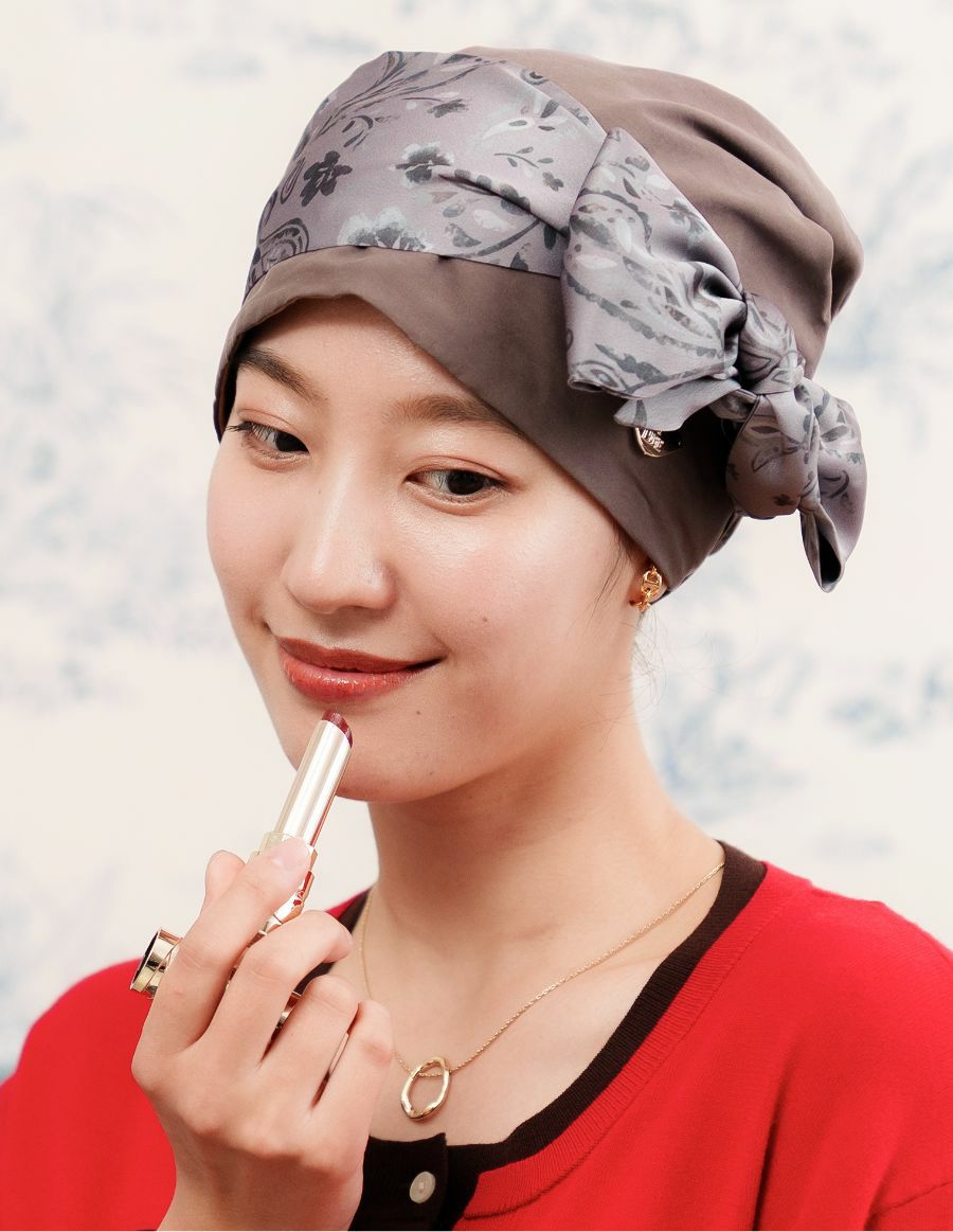 医療用帽子(ケア帽子) -Audrey LUXE- スカーフタイプ/Paisley Noir（ペイズリーノワール）