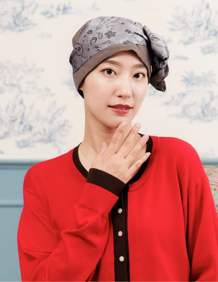 医療用帽子(ケア帽子) -Audrey LUXE- スカーフタイプ/Paisley Noir（ペイズリーノワール）