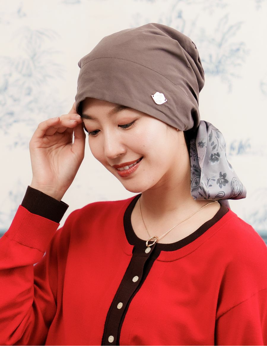 医療用帽子(ケア帽子) -Audrey LUXE- スカーフタイプ/Paisley Noir（ペイズリーノワール）