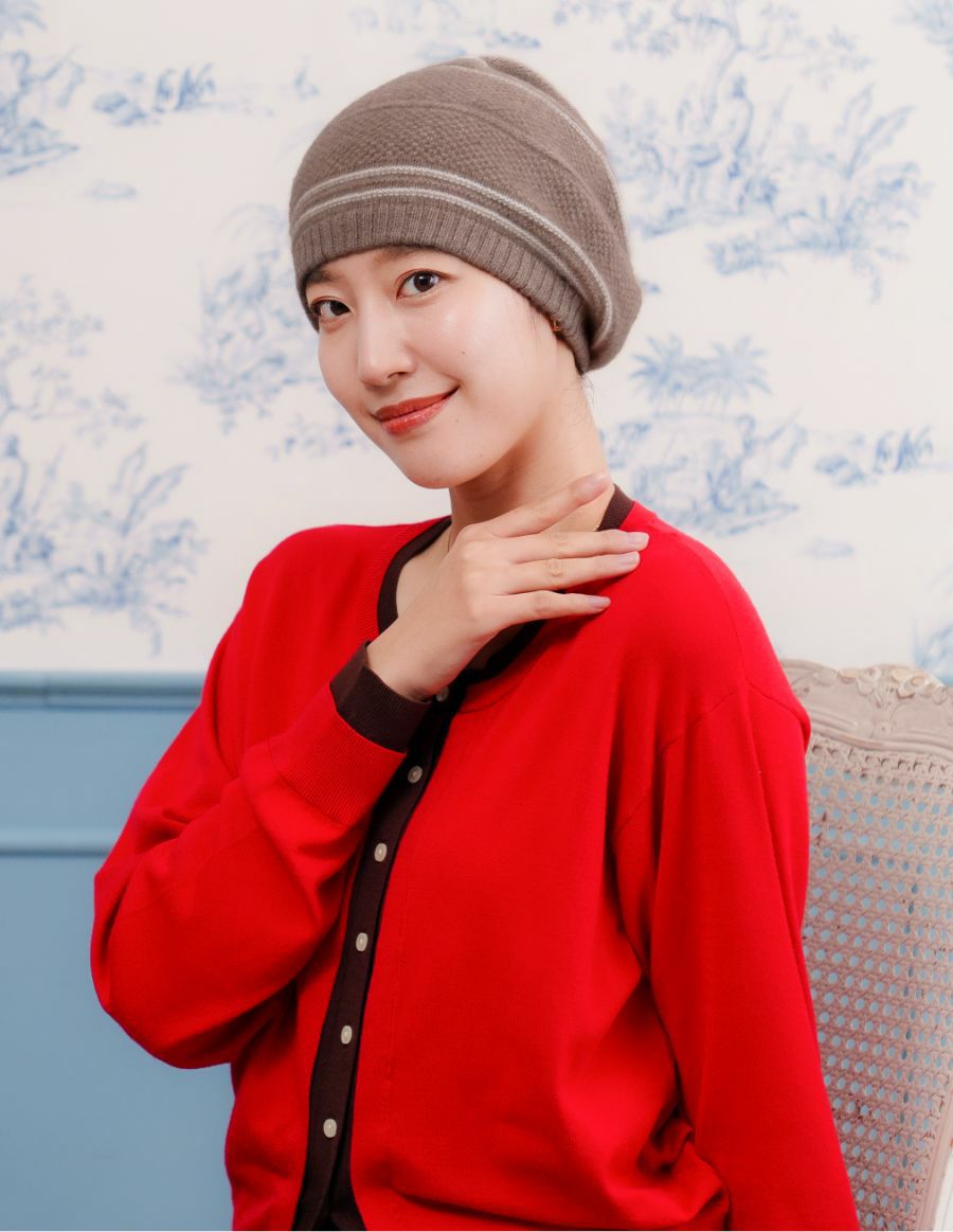 医療用帽子(ケア帽子) -Jean- カシミア フレンチストライプ