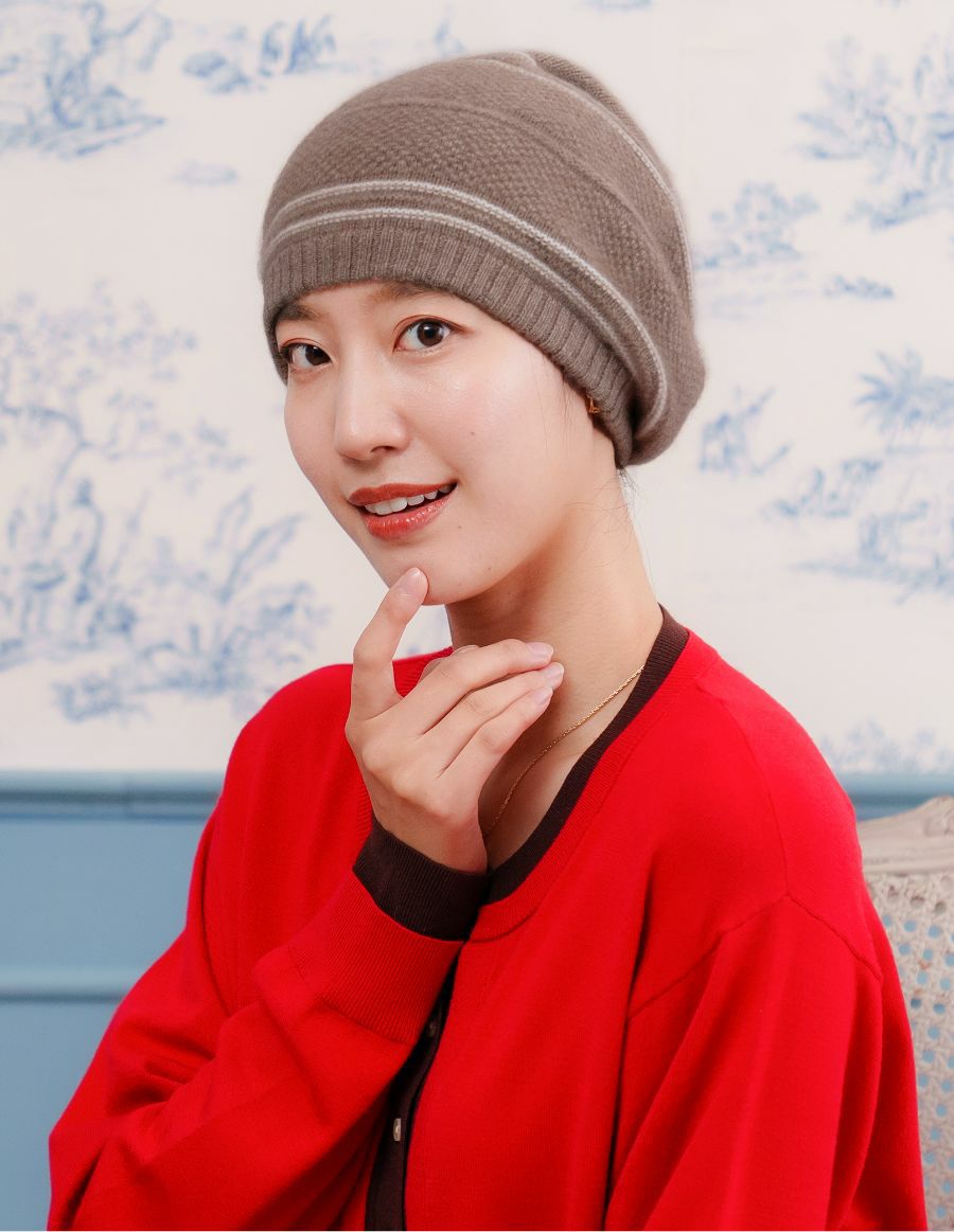 医療用帽子(ケア帽子) -Jean- カシミア フレンチストライプ